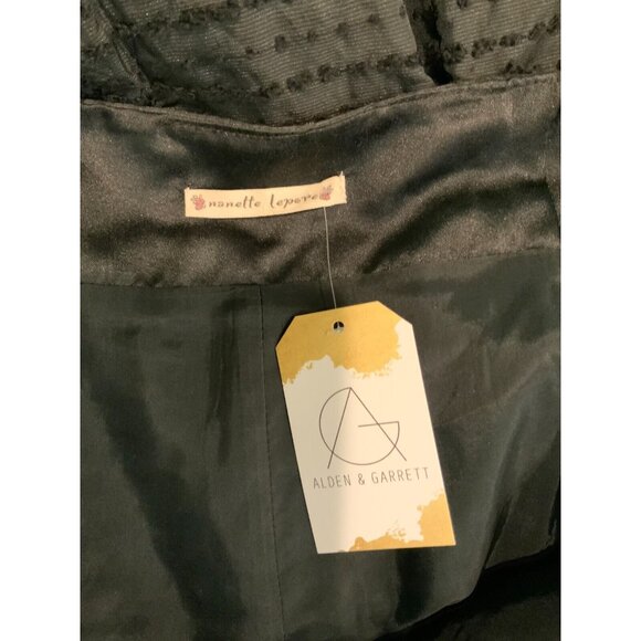 Nanette Lepore Black Knubby Body Pencil Skirt w/ Velvet Trim, Size 6 - Picture 7 of 7